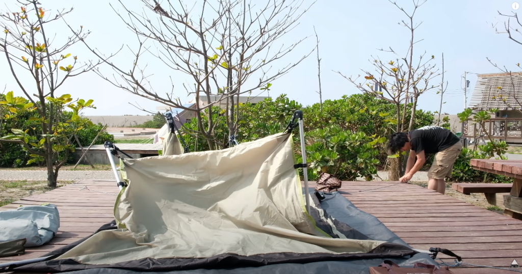 口湖海口故事園區棧板搭帳篷過程