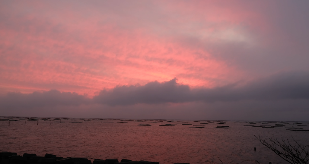 口湖海口故事園區夕陽海面
